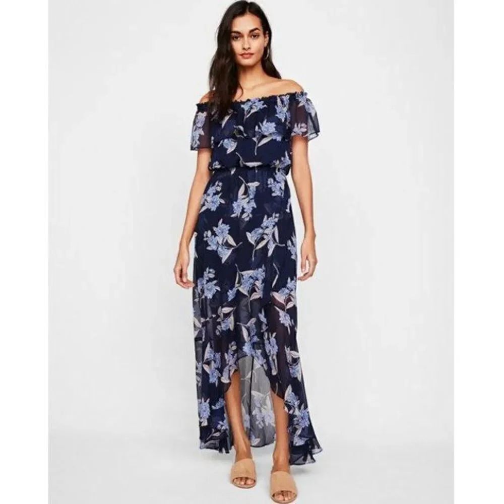 ✨ Floral Off The Shoulder Ruffle Front Maxi Dress✨